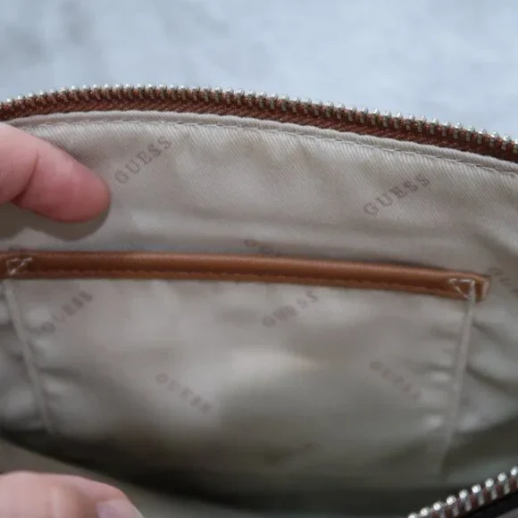 Guess Crossbody Bag Brown Faux Leather Purse with Removable Chain Strap Clutch - Picture 8 of 14